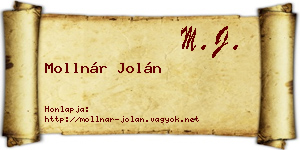 Mollnár Jolán névjegykártya